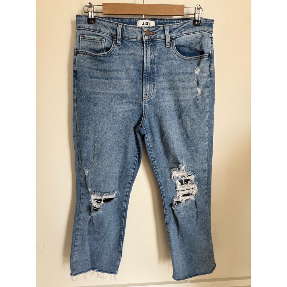 JBD Women's Straight Crop Jeans‎ Size 31 Distressed Relaxed Comfy